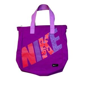 Nike Rowena Purple Orange Big Logo Tote Athletic Gym Bag